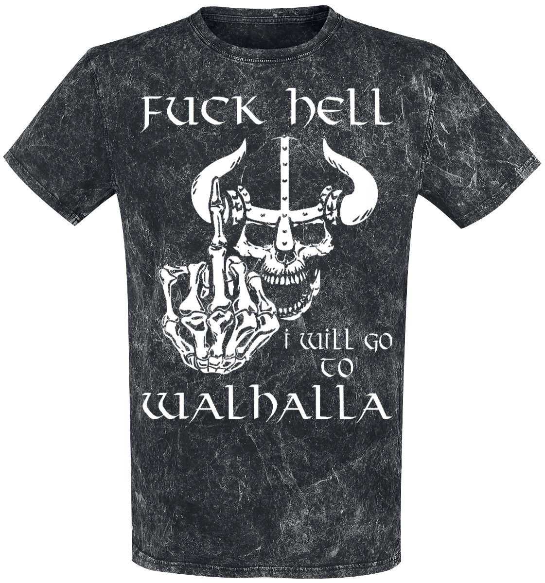 Sprüche T-Shirt - Fuck Hell - I Will Go To Walhalla - M bis 4XL - für Männer - Größe XL - dunkelgrau von Sprüche