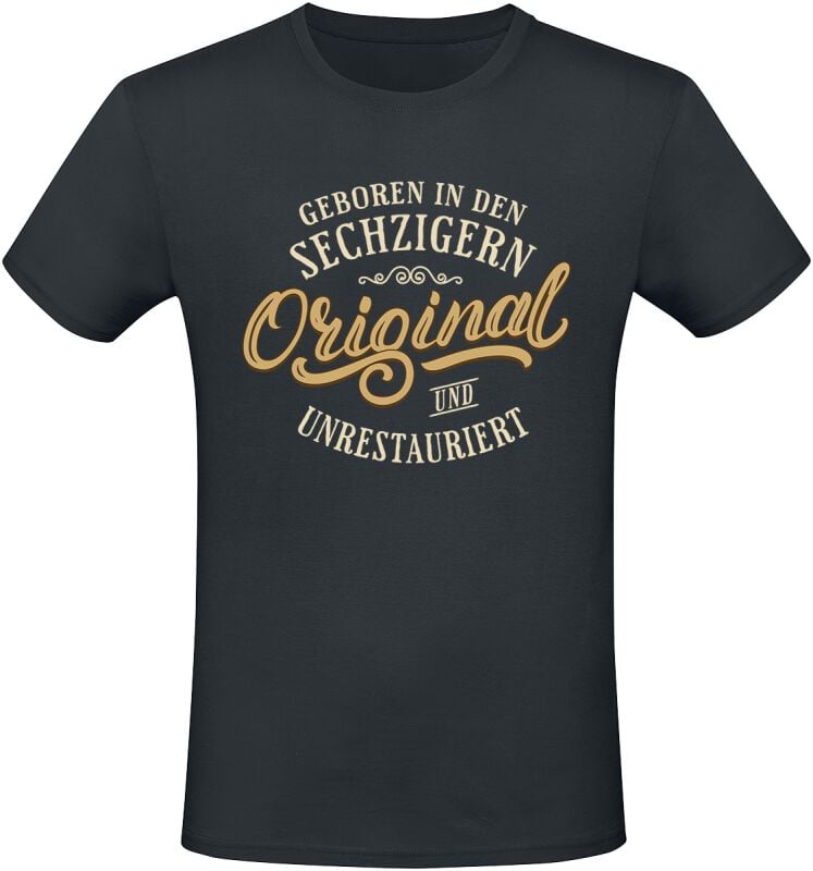 Sprüche T-Shirt - Geboren in den Sechzigern - original und unrestauriert - M - für Männer - Größe M - schwarz von Sprüche