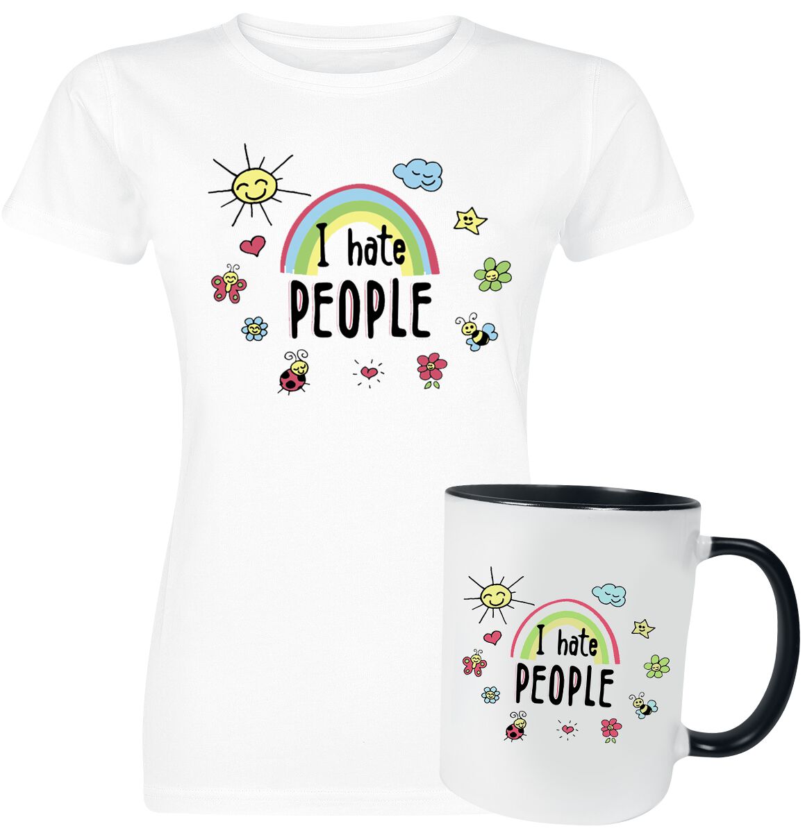 Sprüche T-Shirt - Geschenkbox - Geschenkset - I Hate People - L bis 3XL - für Damen - Größe 3XL - weiß von Sprüche