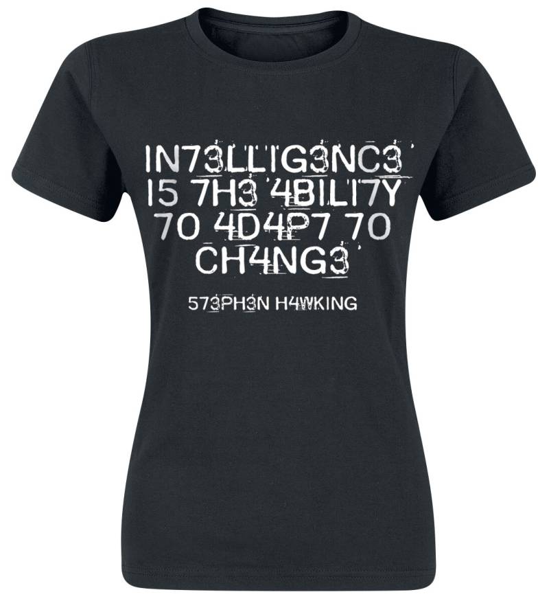 Sprüche T-Shirt - Intelligence Is The Ability To Adapt To Change - S bis XXL - für Damen - Größe XL - schwarz von Sprüche