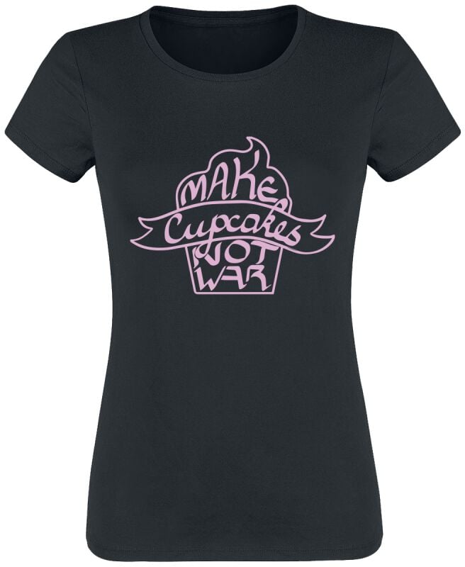 Sprüche T-Shirt - Make cupcakes not war - M bis XXL - für Damen - Größe M - schwarz von Sprüche