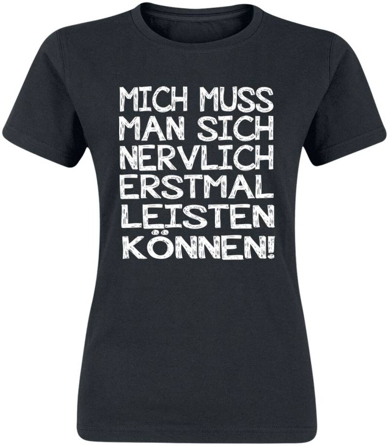 Sprüche T-Shirt - Nervlich leisten können - S bis 3XL - für Damen - Größe XXL - schwarz von Sprüche
