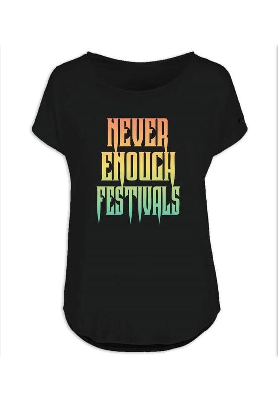 Sprüche T-Shirt - Never Enough Festivals - S bis L - für Damen - Größe L - schwarz von Sprüche