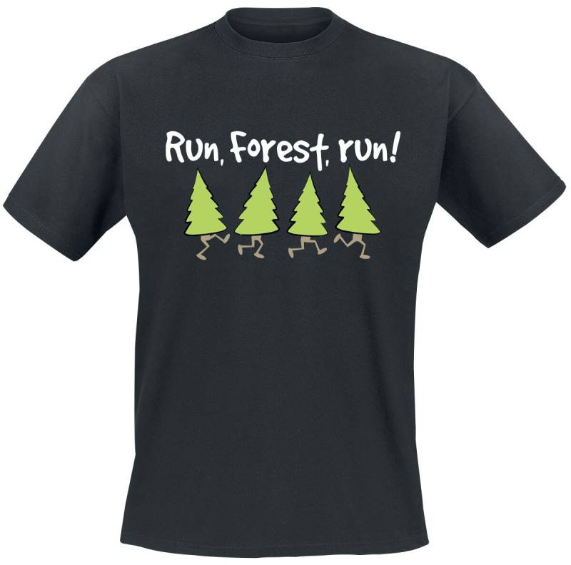 Sprüche T-Shirt - Run Forest, Run! - L bis XL - für Männer - Größe L - schwarz von Sprüche