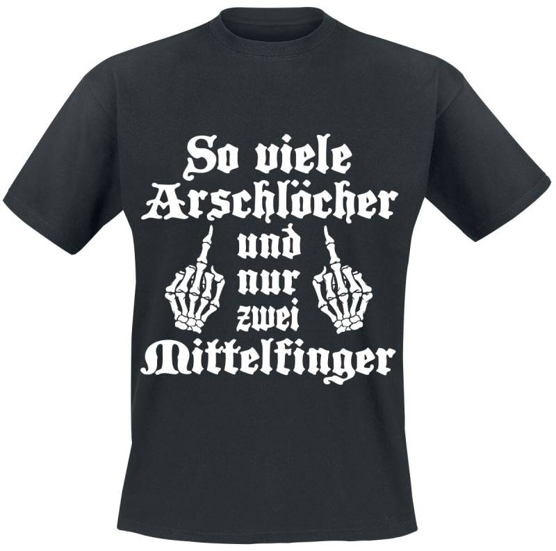 Sprüche T-Shirt - So viele Arschlöcher und nur zwei Mittelfinger - M bis 4XL - für Männer - Größe L - schwarz von Sprüche