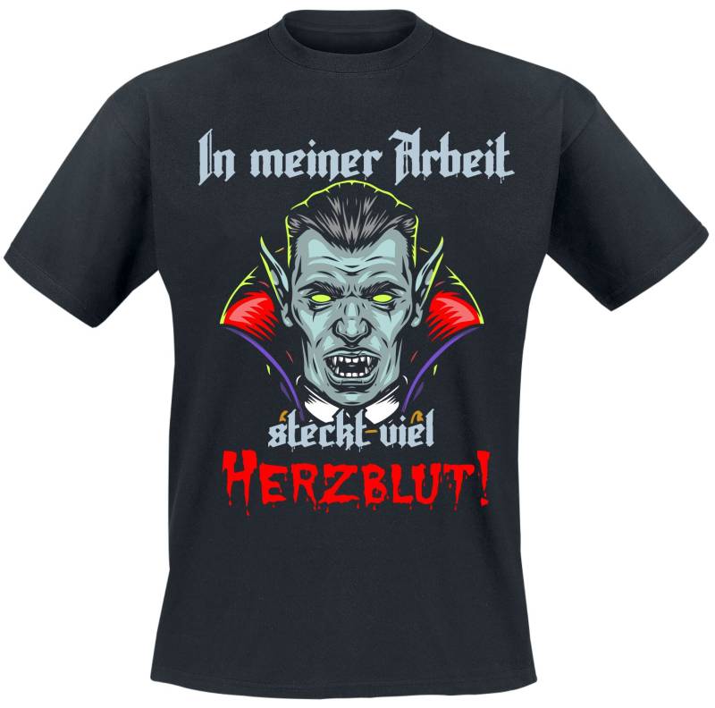 Sprüche T-Shirt - Vampir - In meiner Arbeit steckt viel Herzblut! - M bis 3XL - für Männer - Größe XXL - schwarz von Sprüche