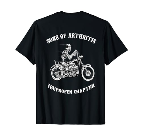 Sprüchewerkstatt Sons mit Arthritis Ibuprofen Chapter Motorradfahrer T-Shirt für Herren, Schwarz, S von Sprüchewerkstatt