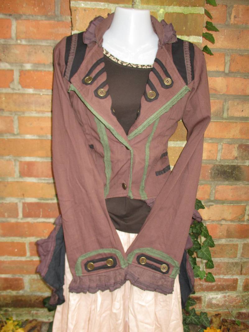 Damen Jacke Mantel Braun Schwarz Grün M L Xl Gothic Steampunk Spitze Militär Mittelalter von SpunkLaden