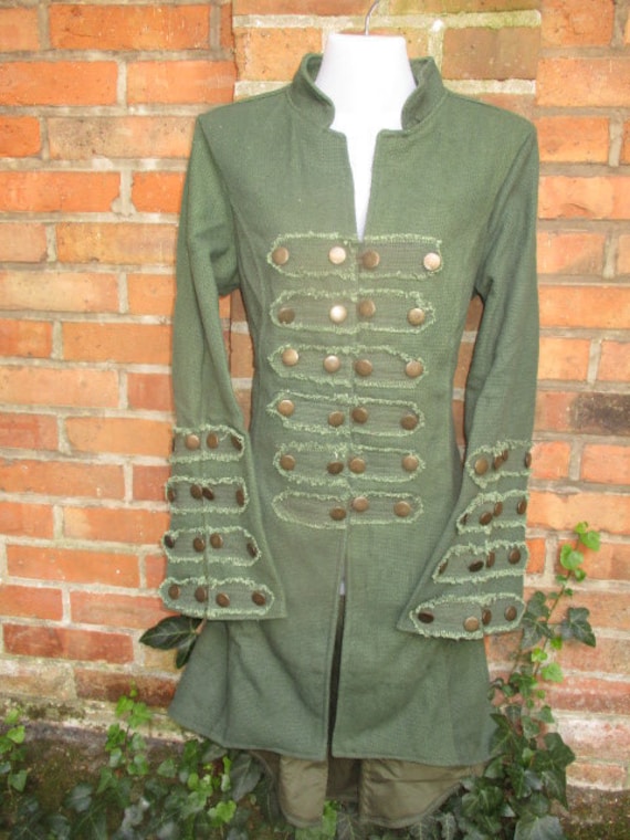 Jacke Cardigan Mantel Uniform Stoffjacke Grün Gothic Mittelalter Hippie M L Xl Xxl Steampunk von SpunkLaden