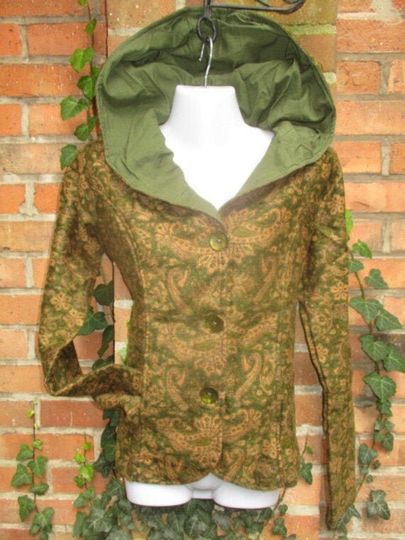 Jacke Kurzjacke Winterjacke Winter Herbst Wolljacke Wolle Grün Oliv Musterung Xl Paisley Fair von SpunkLaden