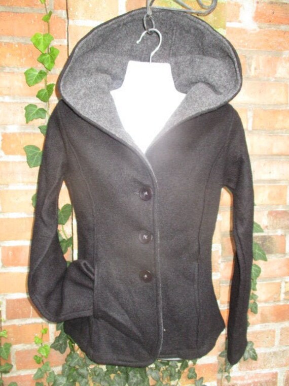 Jacke Kurzjacke Winterjacke Wolljacke Wolle Schwarz Schurwolle Gefilzt Xs Damenjacke Gewalkt Fair von SpunkLaden