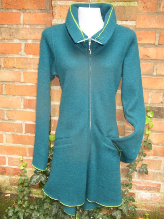 Jacke Mantel Winterjacke Wolljacke Wolle Blau Petrol Schurwolle Gefilzt Xs Kurzmantel Damenjacke von SpunkLaden