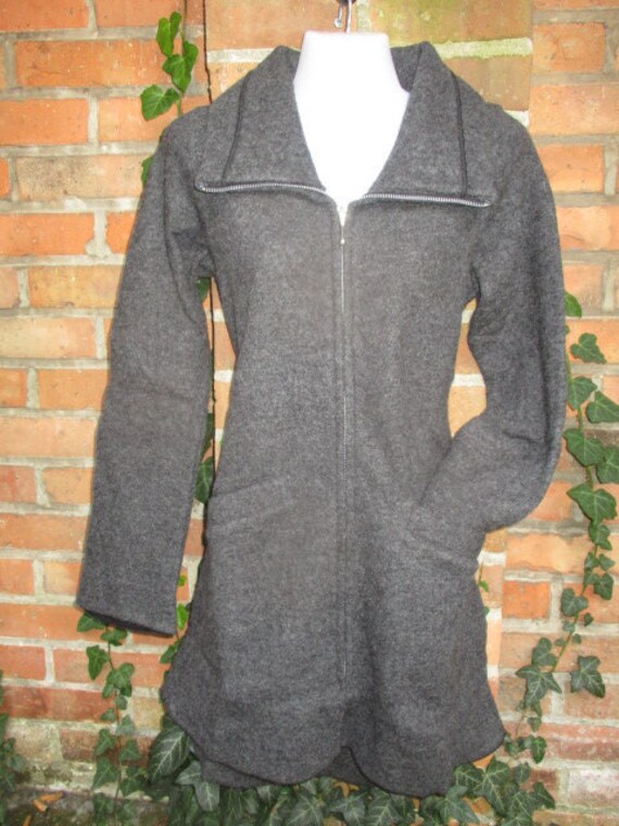 Jacke Mantel Winterjacke Wolljacke Wolle Grau Schurwolle Gefilzt Xs S M L Xl Kurzmantel Damenjacke von SpunkLaden