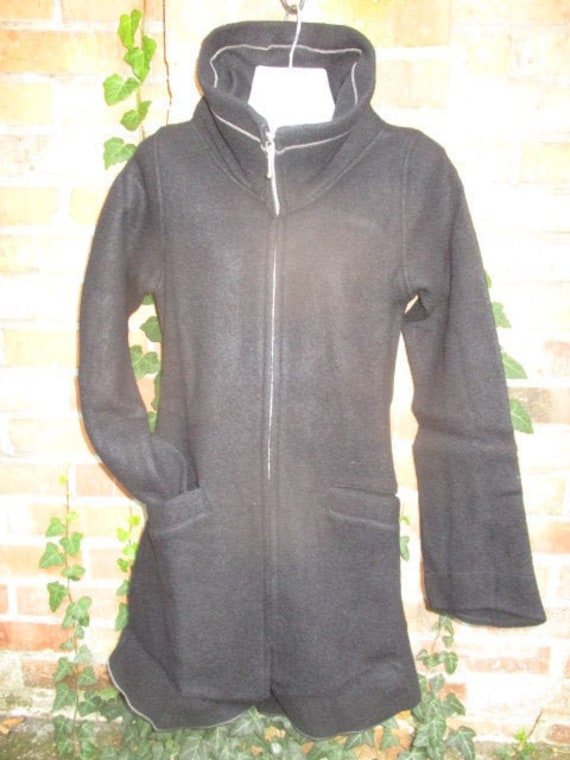 Jacke Mantel Winterjacke Wolljacke Wolle Schwarz Schurwolle Gefilzt Xs S M L Xl Kurzmantel Damenjacke von SpunkLaden