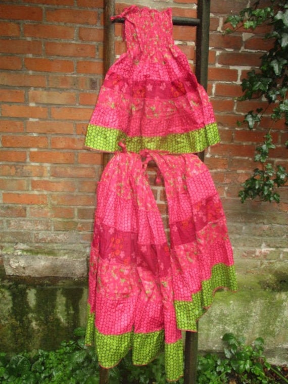Kinder Kleid Rock Hippie Goa Sommerkleid Mädchen Rosa Rot Bunt Strandkleid Geblümt von SpunkLaden