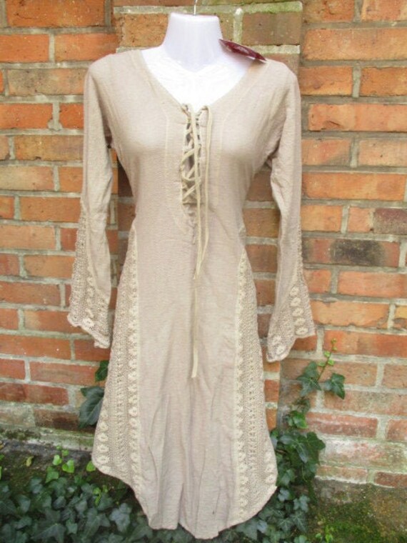 Kleid Tunika Beige S/M M/L Xl Xxl Hippie Goa Mittelalter Spitze Gothic Ethno Alternativ Pullover von SpunkLaden