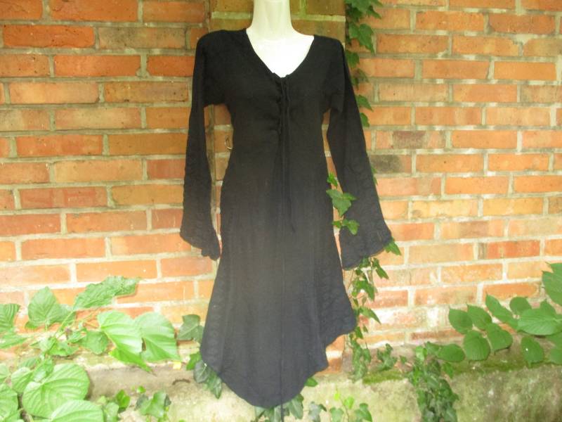 Kleid Tunika Schwarz Black S M L Hippie Goa Mittelalter Spitze Gothic von SpunkLaden