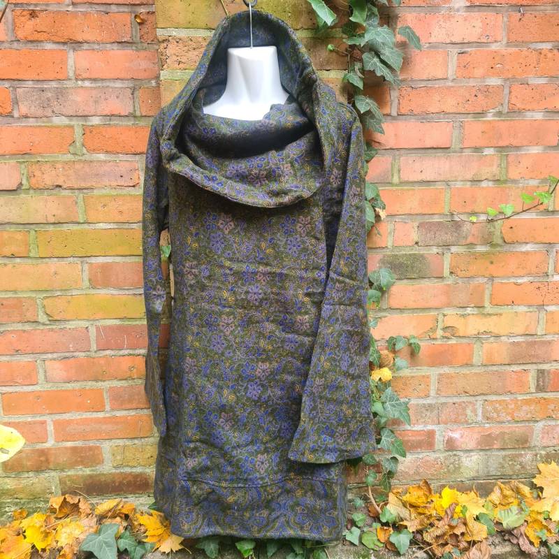 Pullover Rollkragen Winter Tunika Kleid Wolle Muster Grün Blau Gr M Hippie Goa Wollpullover Langarm von SpunkLaden