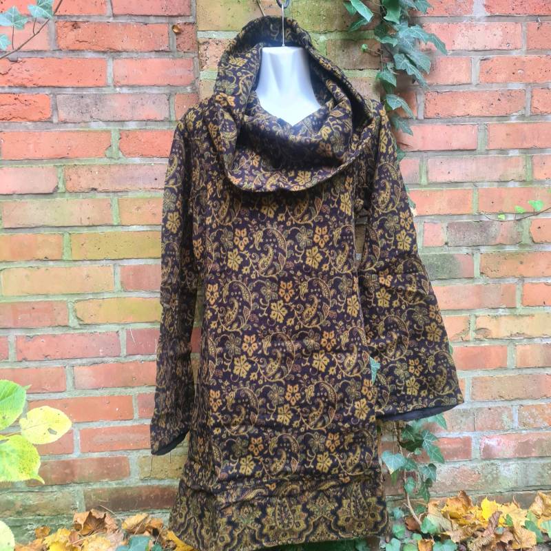 Pullover Rollkragen Winter Tunika Kleid Wolle Muster Grün Blau Gr S L 36 38 40 42 Hippie Goa Wollpullover Langarm Warm von SpunkLaden