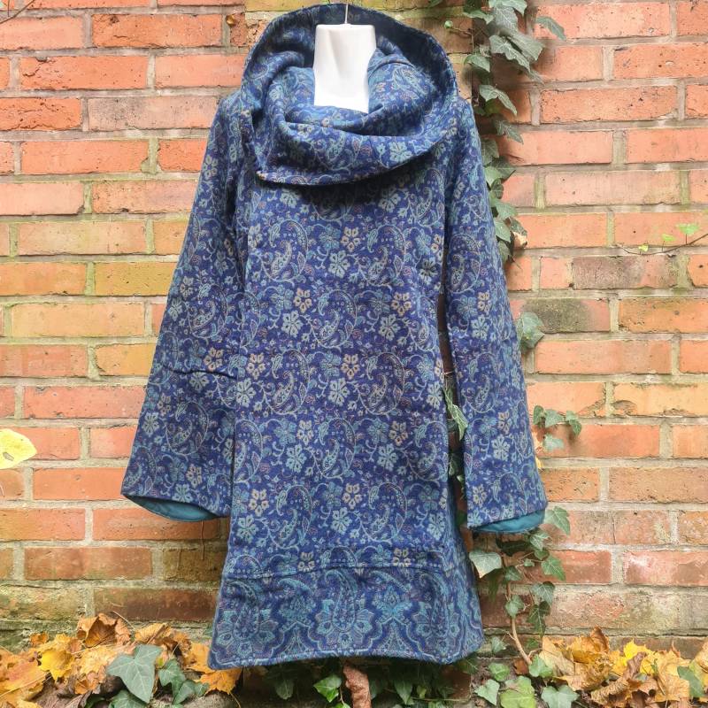 Pullover Rollkragen Winter Tunika Kleid Wolle Muster Grün Blau Petrol Gr S Hippie Goa Wollpullover Langarm Warm von SpunkLaden