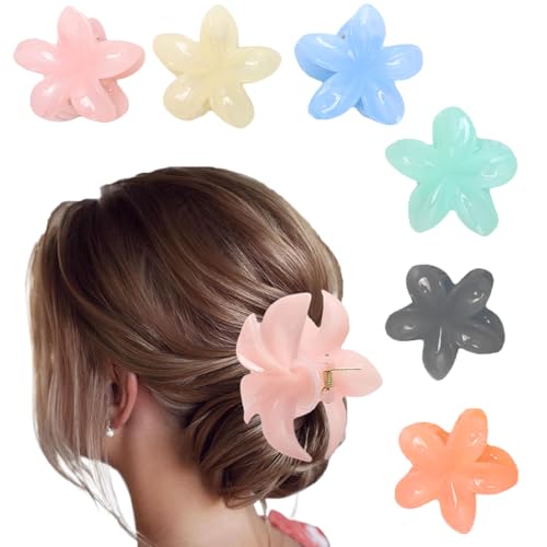 6 x Blumen-Haarspangen, hawaiianische Haarklammern für Urlaub, Hibiskus, niedliche große Haarspangen für dickes und dünnes Haar, Plumeria-Haarschmuck für Frauen und Mädchen von Spunklad