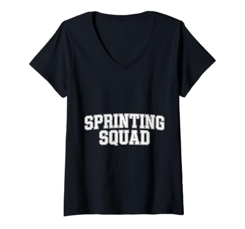 Damen Sprinting Squad Sprinter -Athlet Sportvarsity |- T-Shirt mit V-Ausschnitt Damen Sprinting Squad Sprinter -Athlet Sportvarsity |- T-Shirt mit V-Ausschnitt von Spur Sprinter Leichtathletik