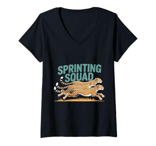 Damen Sprinting Squad Sprinter -Athlet Sportvarsity ||- T-Shirt mit V-Ausschnitt von Spur Sprinter Leichtathletik