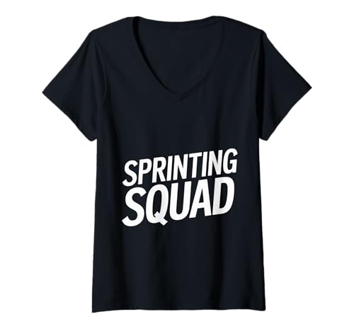 Damen Sprinting Squad Sprinter -Athlet Sportvarsity |- T-Shirt mit V-Ausschnitt Damen Sprinting Squad Sprinter -Athlet Sportvarsity |- T-Shirt mit V-Ausschnitt von Spur Sprinter Leichtathletik