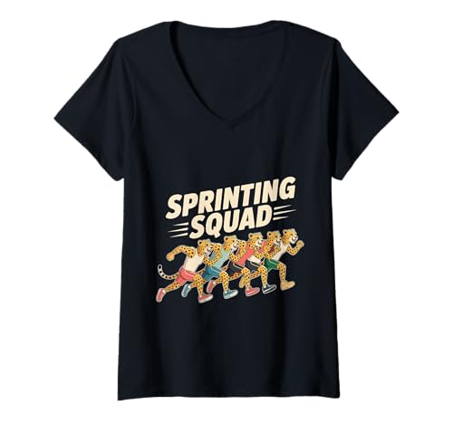 Damen Sprinting Squad Sprinter -Athlet Sportvarsity |- T-Shirt mit V-Ausschnitt Damen Sprinting Squad Sprinter -Athlet Sportvarsity |- T-Shirt mit V-Ausschnitt von Spur Sprinter Leichtathletik