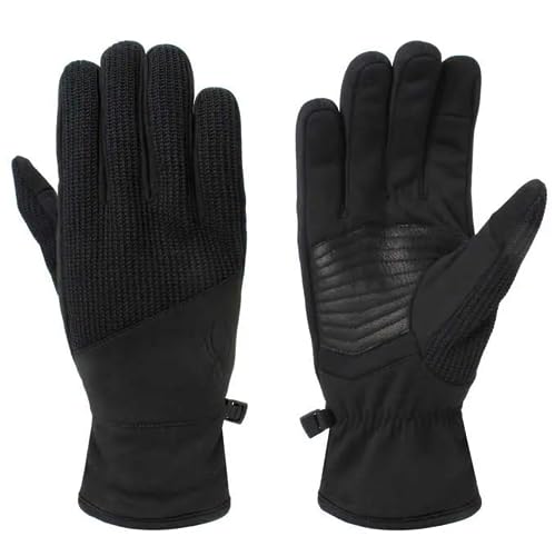 Spyder Core Conduct Handschuhe, Schwarz, Größe S, Touchscreen-kompatibel, Leder-Handflächen-Patch, 360-Grad-Stretch, Pullover-Strick gebunden, Schwarz, Small von Spyder