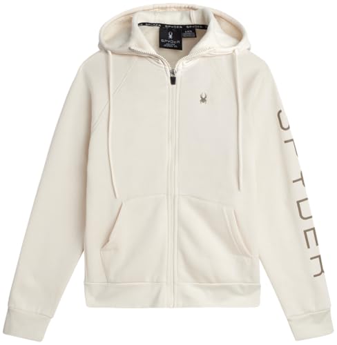 Spyder Damen Active Fleece Hoodie – Athletic Performance Full Zip Up Kapuzen-Sweatshirt, erhältlich in Übergrößen (S-3XL), Perle (Pearl), L von Spyder