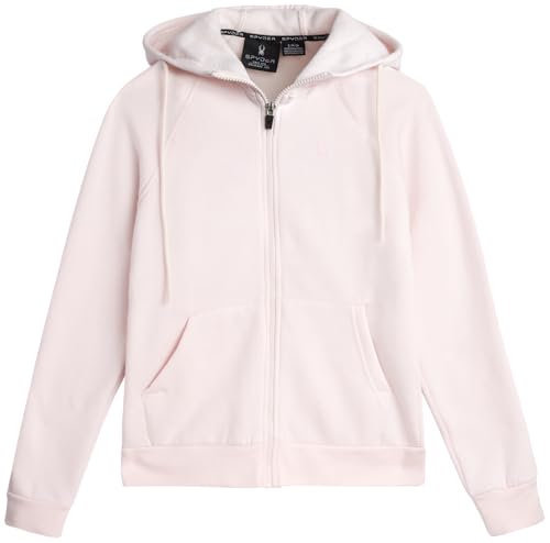Spyder Damen Active Fleece Hoodie – Athletic Performance Full Zip Up Kapuzen-Sweatshirt, erhältlich in Übergrößen (S-3XL), Blassmalve, XL von Spyder