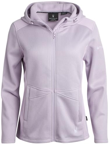 Spyder Damen-Fleecejacke – leichte Polarfleece-gefütterte windabweisende Kapuzenjacke mit Reißverschluss (Größe S-XL), Violetter Staub, M von Spyder