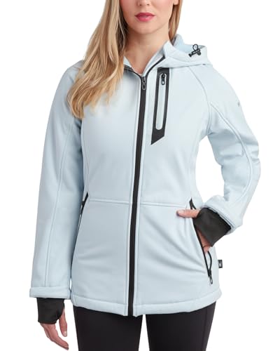 Spyder Softshell-Jacke für Damen, leicht, wasserabweisend, Frottee-Fleece, Reißverschluss, Windbreaker für Damen, zum Wandern (Größe S-XL), BLAU (ASH BLUE), M von Spyder