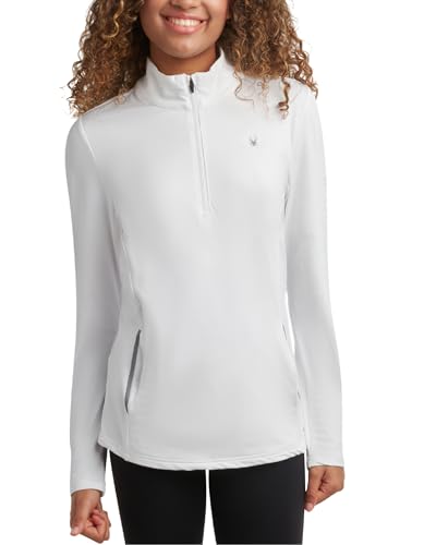 Spyder Damen-Pullover mit Viertelreißverschluss, leicht, LSF 50+, 1/4-Reißverschluss, Stehkragen, zum Wandern, Laufen, Workout-Tops für Damen, Weiss/opulenter Garten, M von Spyder