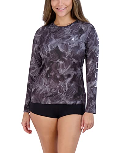 Spyder Damen Standard Quick Dry 30+ LSF Stretch Athletic Swim Long Sleeve Rashguard, Schwarz, Medium von Spyder