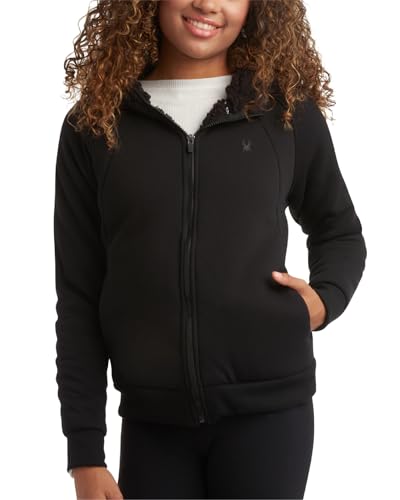 Spyder Damen-Sweatshirt mit Sherpa-Futter, schweres, windabweisendes Fleece, mit Reißverschluss, Sweatshirts für Frauen (Größen: S-XL), Schwarz, XL von Spyder