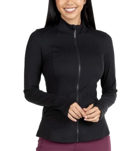 Spyder Damen-Yogajacke mit langen Ärmeln, Stretch, mit Daumenlöchern, Schwarz, L von Spyder