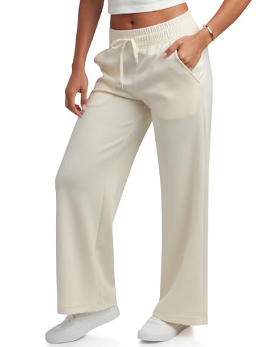 Spyder Damenhose mit weitem Bein, gemütlich, Harmony, weich, Scuba, Doppelstrick, lässige Sweathose mit Kordelzug am Bund (Größen: S-XL), Perle (Pearl), X-Groß von Spyder