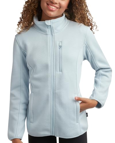 Spyder Active Performance Fleecejacke für Damen, durchgehender Reißverschluss, leicht, windabweisend, Windjacke, Pulloverjacke (Größe S-XL), BLAU (ASH BLUE), XL von Spyder