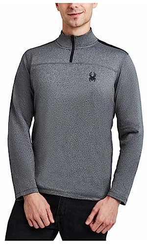 Spyder Herren Active Shirt - Viertelreißverschluss Langarm Performance Pullover, Grau/Schwarz, L von Spyder