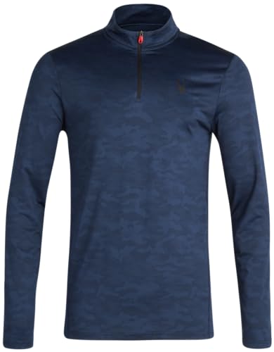Spyder Herren Active Shirt - Viertelreißverschluss Langarm Performance Pullover - Camo Langarm Workout Top für Männer (S-XL), Dusty Navy, Small von Spyder