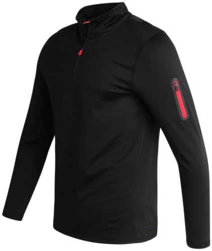 Spyder Herren Active Shirt - Viertelreißverschluss Langarm Performance Pullover - Leichtes Slim Fit Workout Shirt für Männer (S-XL), Blazing Black, Large von Spyder