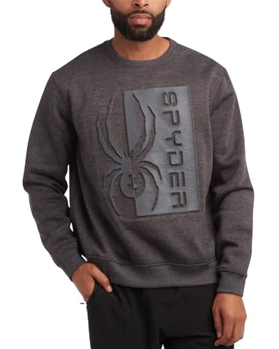 Spyder Herren Active Sweatshirt – Athletic Performance Fleece Classic Crewneck Pullover Sweatshirt für Herren (Größen: S-XXL), Dunkelgrau meliert, Medium von Spyder