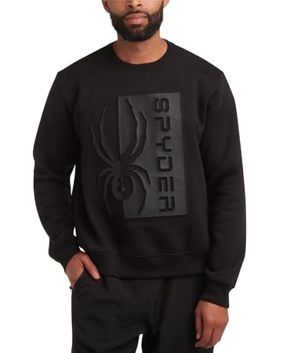 Spyder Herren Active Sweatshirt – Athletic Performance Fleece Classic Crewneck Pullover Sweatshirt für Herren (Größen: S-XXL), Schwarz, Large von Spyder