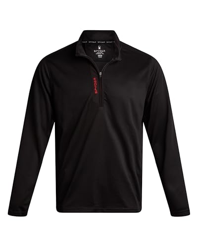Spyder Herren Active Sweatshirt – Leichter Fleece-Viertelreißverschluss, Workout-Sweatshirt mit Reißverschlussleiste (Größen: S-XL), Schwarz, X-Large von Spyder