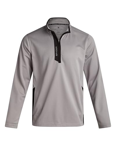 Spyder Herren Active Sweatshirt – Leichter Fleece-Viertelreißverschluss, Workout-Sweatshirt mit Reißverschlussleiste (Größen: S-XL), Zinn, Medium von Spyder