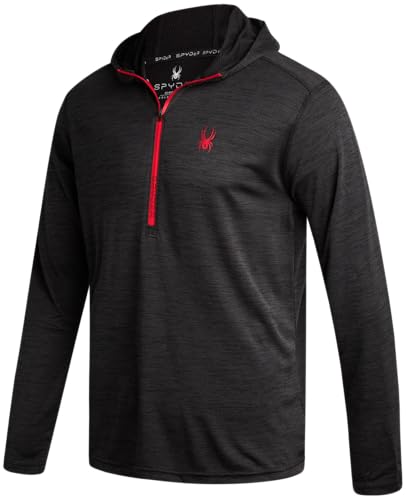 Spyder Herren-Sweatshirt – leichter athletischer Pullover mit halbem Reißverschluss für Herren – LSF 30+, trockene Passform, langärmelige Sonnenshirts für Herren, Schwarz, Small von Spyder
