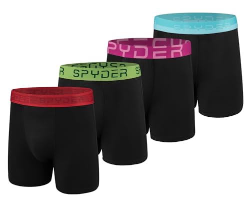 Spyder Herren-Boxershorts, 4er-Pack, Poly-Spandex, Performance-Boxershorts, Unterwäsche, Schwarz/Schwarz/Schwarz, Medium Spyder Herren-Boxershorts, 4er-Pack, Poly-Spandex, Performance-Boxershorts, Unterwäsche, Schwarz/Schwarz/Schwarz, Medium von Spyder
