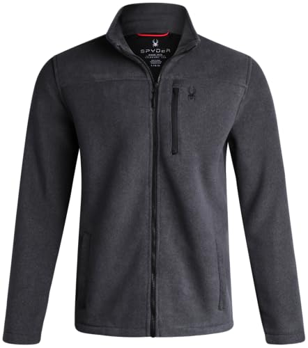 Spyder Herren-Fleecejacke, weiches Polarfleece, Sherpa-Futter, LSF 30+, mittelschwer, mit Reißverschluss, warme Oberbekleidung für Herren, Schwarz, XXL von Spyder